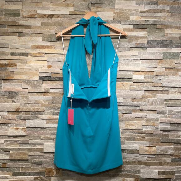 Amanda Uprichard L Halter Mezcal Mini Dress | Marina Blue, NWT, Adjustable Neck - Picture 7 of 9
